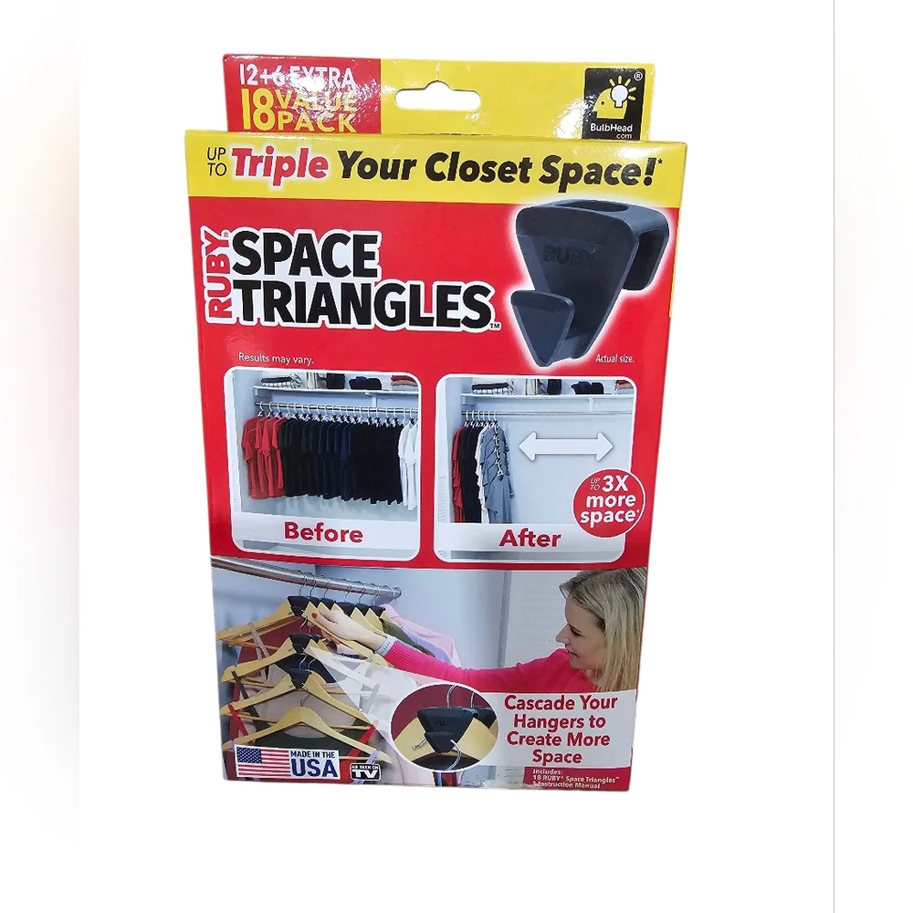 🧺‎ Ruby Space Triangles Closet Organizer – 18 Pack (12+6 Extra)